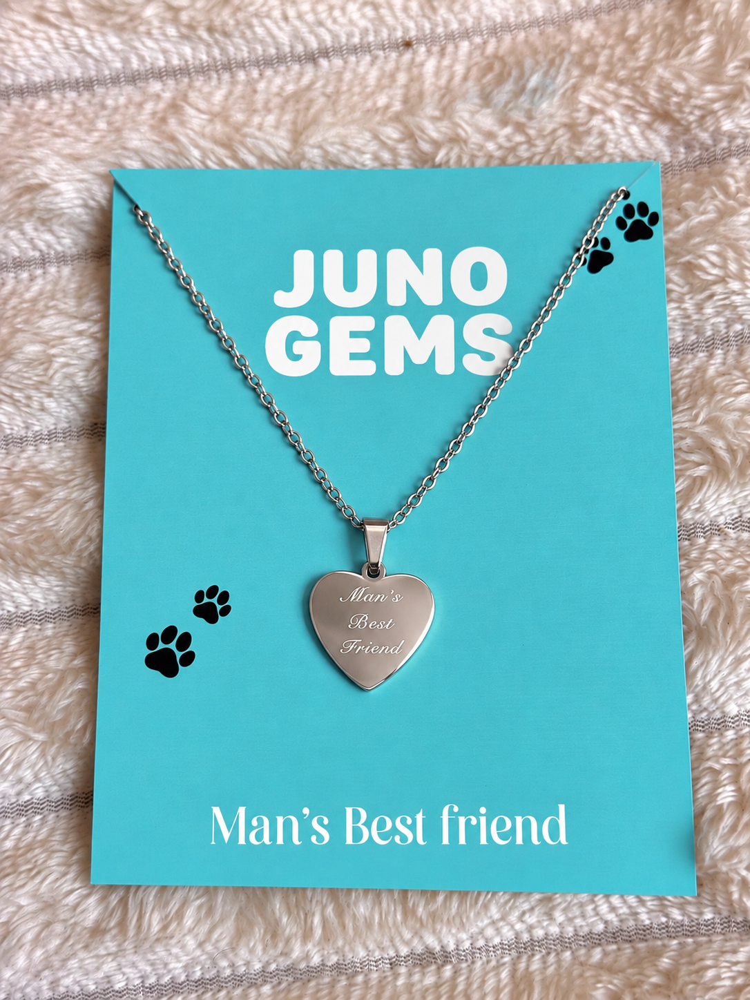 Silver - Man’s Best Friend Engraved' Gold Heart Necklace