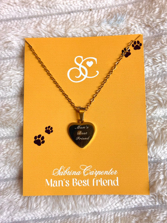 Sabrina Carpenter - Man’s Best Friend Engraved' Gold Heart Necklace