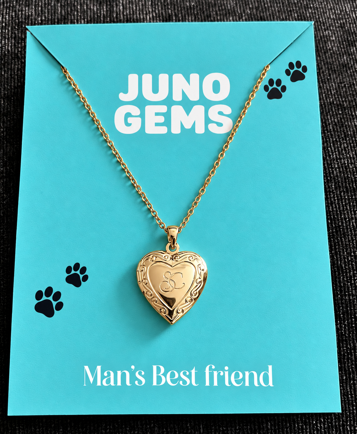 Gold - 'SC Engraved' Gold Heart Locket Necklace