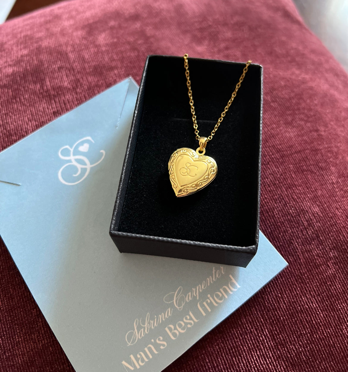 Sabrina Carpenter - 'SC Engraved' Gold Heart Locket Necklace