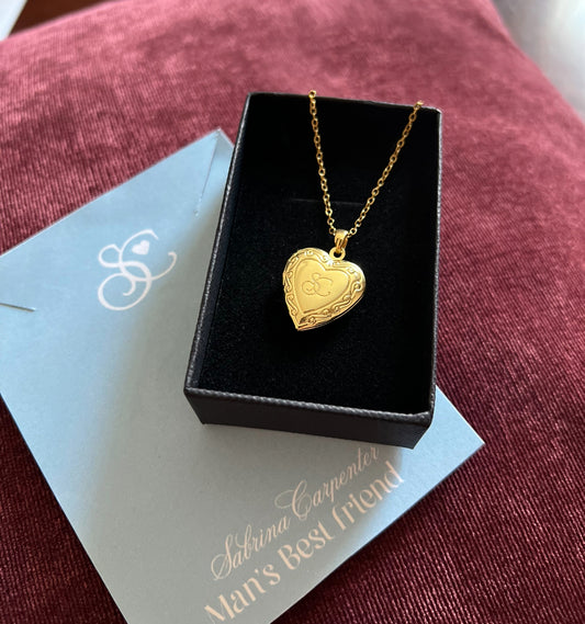 Sabrina Carpenter - 'SC Engraved' Gold Heart Locket Necklace