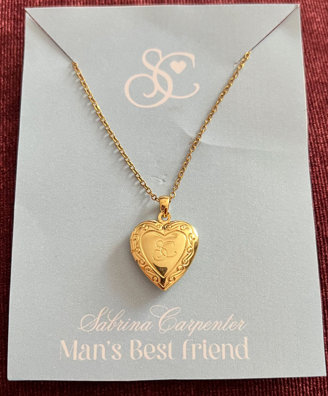 Sabrina Carpenter - 'SC Engraved' Gold Heart Locket Necklace